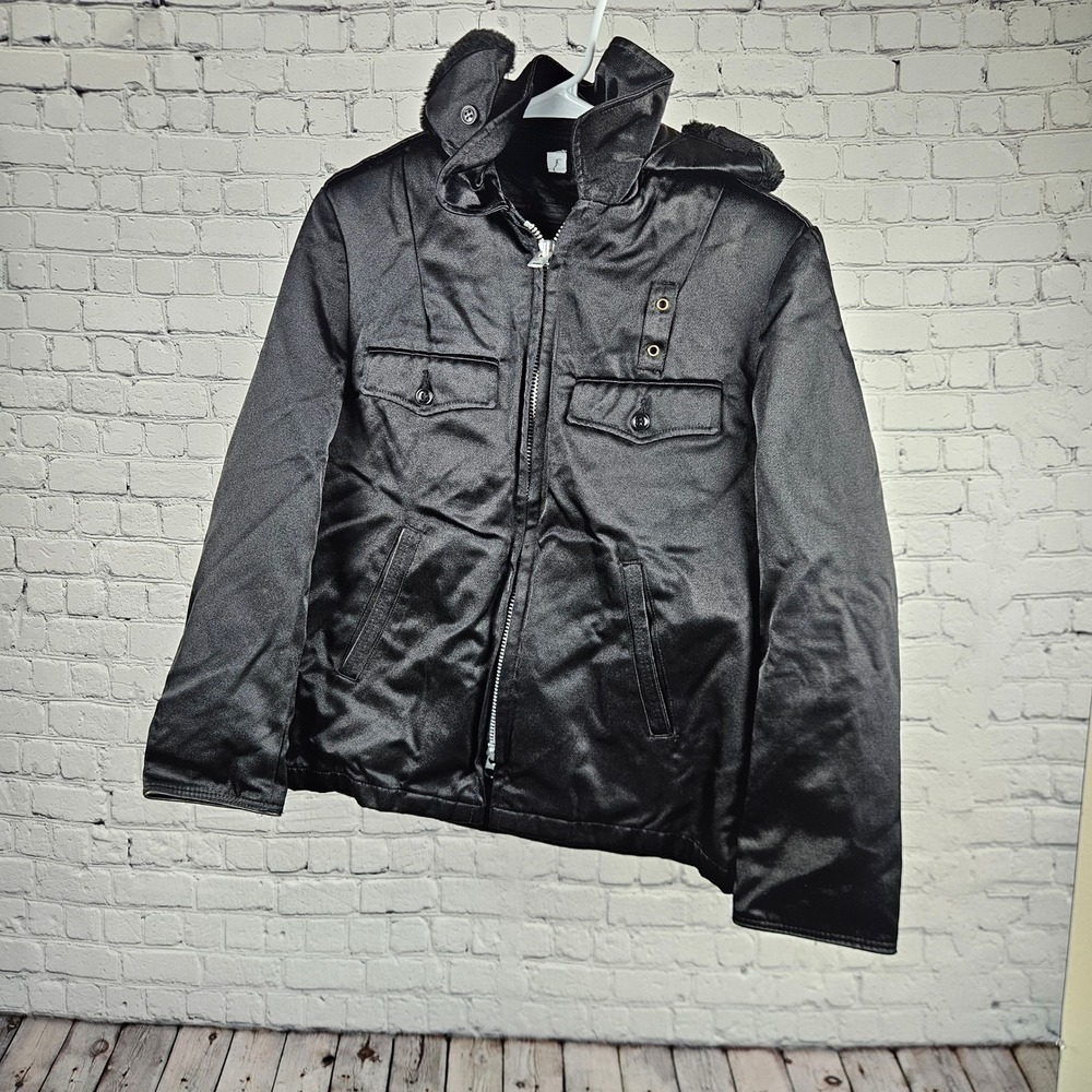 Vintage Blauer Tufnyl Black Satin Weather Resistant Jacket Removable Liner Small